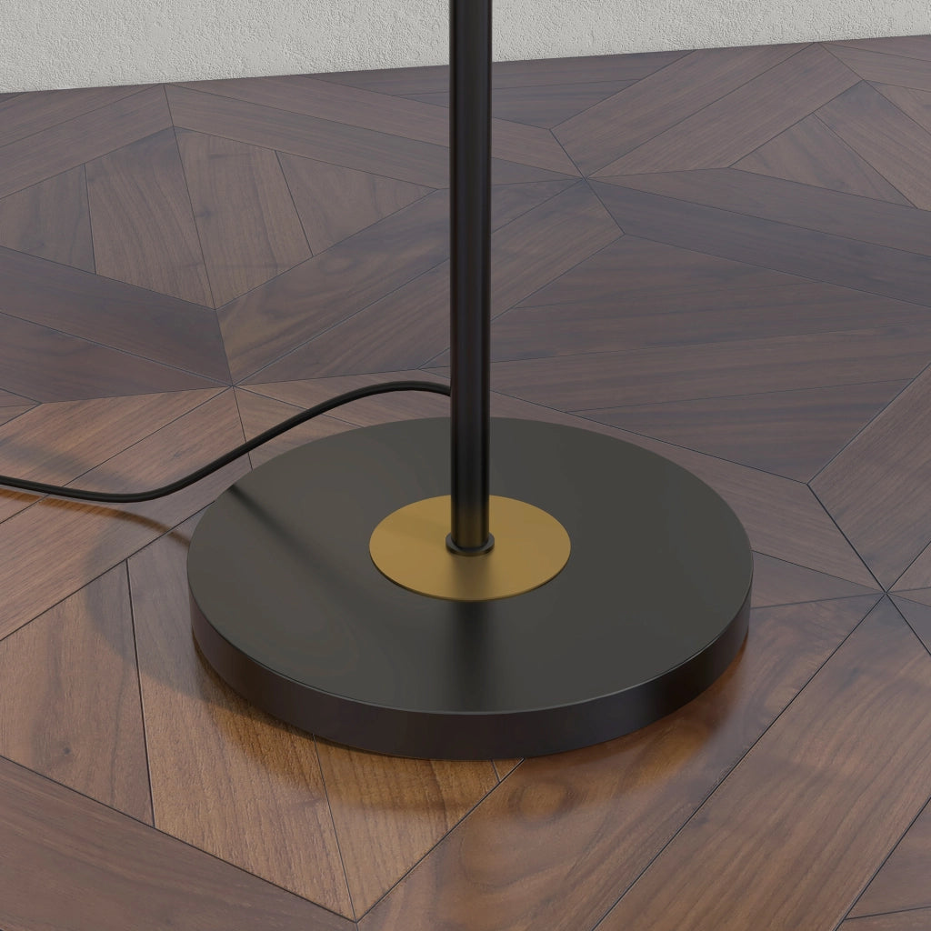 Lampada da Terra in Metallo con 3 Paralumi in Vetro ¨C zephmum ¨C Nero e Grigio ?36x162 cm