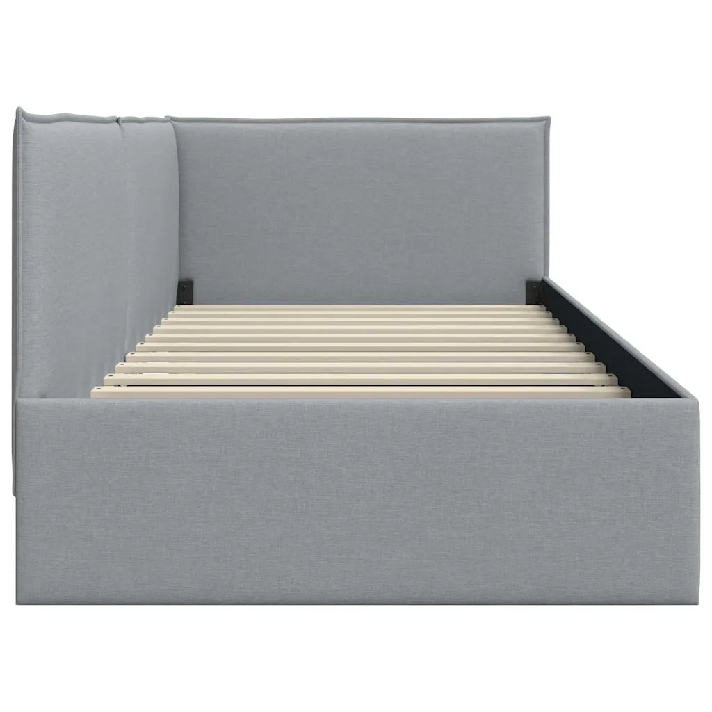 Cornice del letto ad angolo Grigio chiaro 80 x 200 cm Tessuto