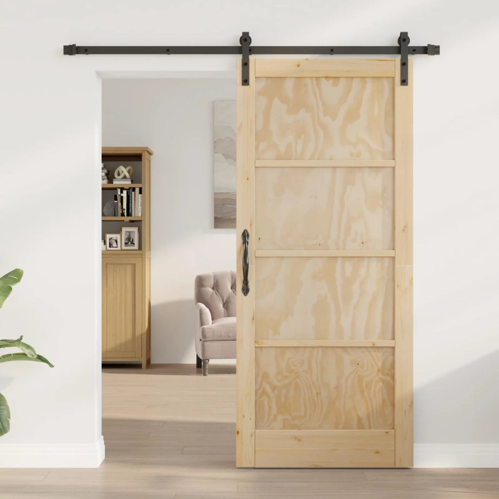 Porta scorrevole Naturale e Nero 86 x 198,5 cm 3445402