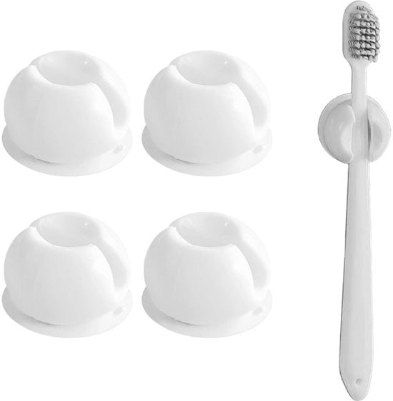 4 pacchi di supporti per spazzolino da denti in silicone, supporto per raschietto, multifunzionale gancio, supporto per spazzolino da denti autofissante acqua, supporto per presine per la parete, per bagno, cucina, soggiorno (bianco)