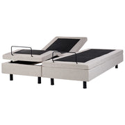 Letto elettrico singolo in poliestere beige chiaro regolabile con telecomando senza testata 160 x 200 cm stile moderno