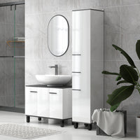 Mobile Sottolavabo da Bagno con Armadietto 2 Ante 80x34x60 cm Bianco Lucido