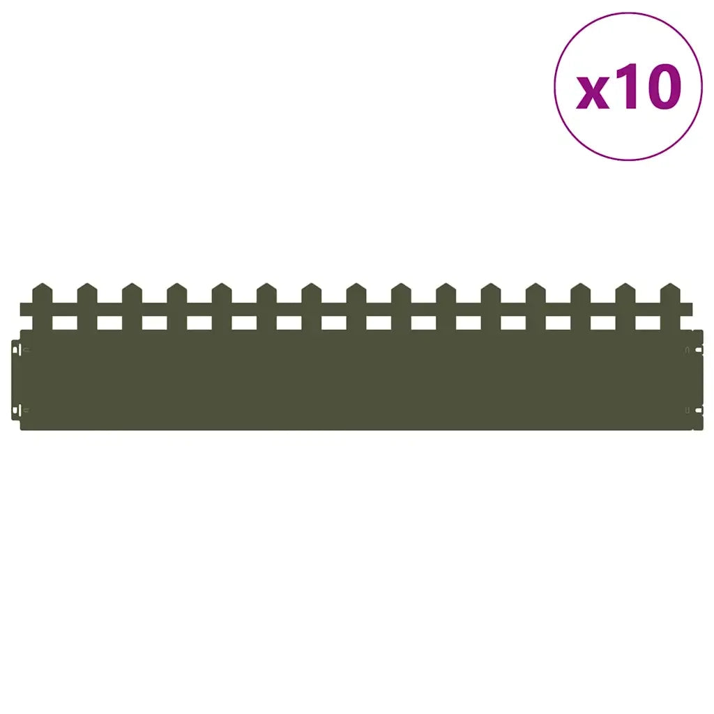 Bordure per prato 10 pcs Verde oliva 103 x 0,05 x 22 cm Acciaio