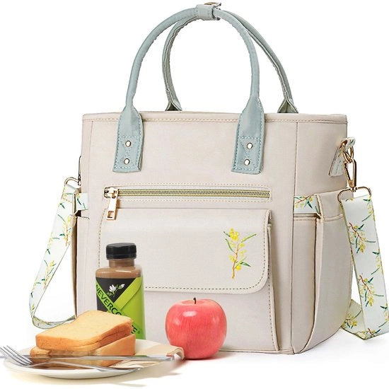 Borsa Insolata per Donne con Disegno di Fiori Rari - Grande Borsa con Isolamento, Molteplici Tasche e Cinturone Rimovibile per Ufficio/Picnic Regali di Natale per Donne