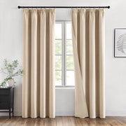 Set di tende da parete con cordoncino - imballo da 2 pezzi - protezione termica - tende termiche - 280 x 140 cm - beige - per soggiorno e camera da letto