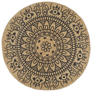 Tappeto Lavorato a Mano in Juta con Stampa Blu Scuro 90 cm cod mxl 67279
