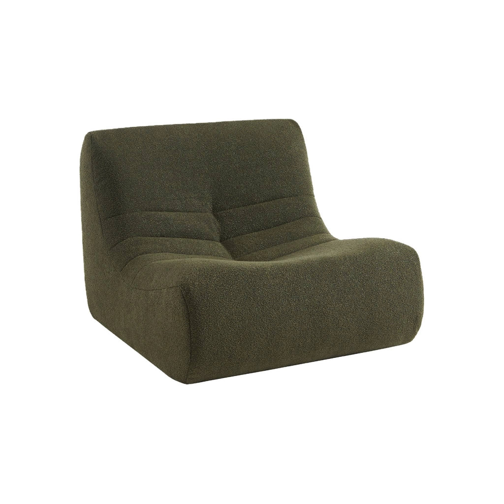 Poltrona bouclé testurizzata con poggiapiedi, 1 posto, verde kaki