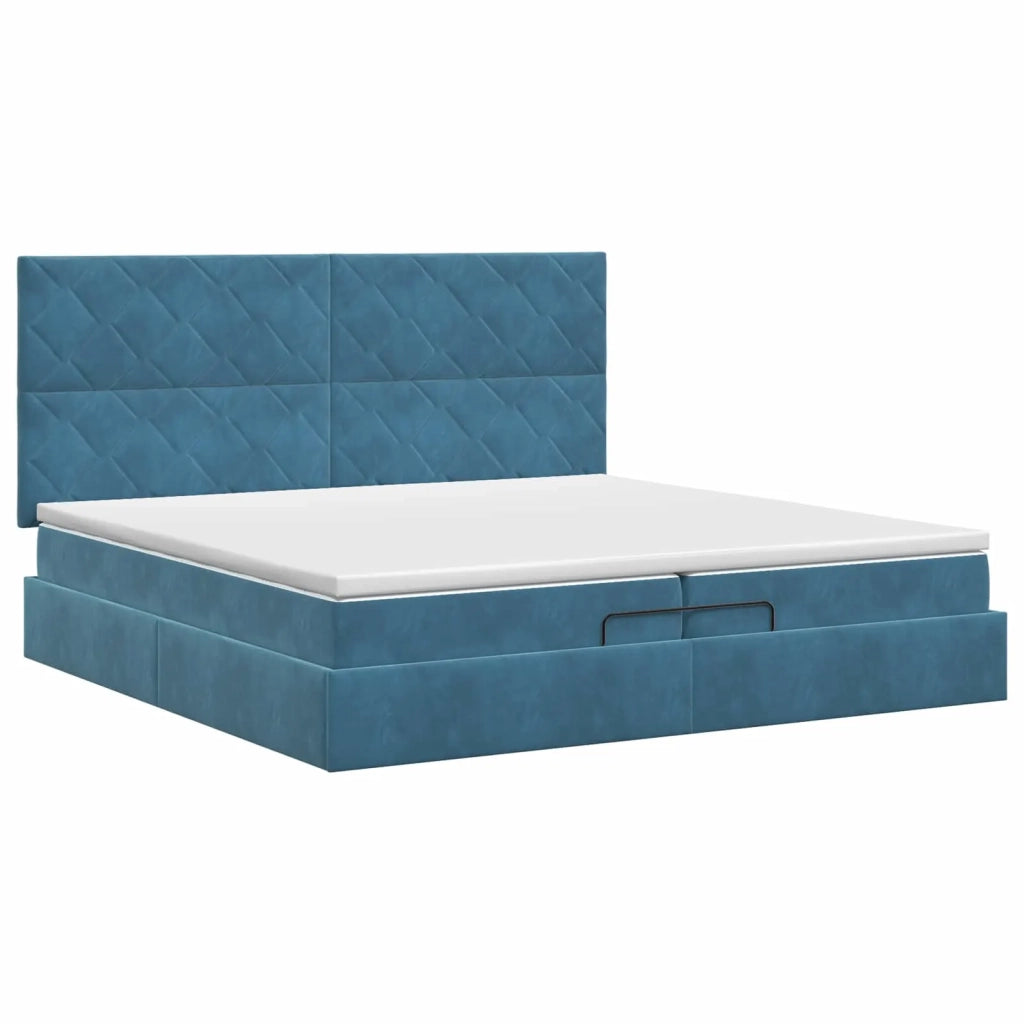 Letto ottomano con materasso Blu Scuro 200 x 200 cm Velluto 3457819
