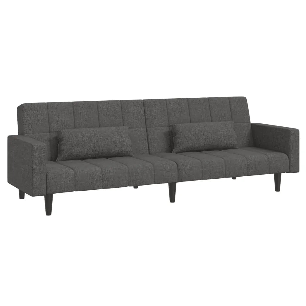 Divano Letto a 2 Posti con 2 Cuscini Grigio Scuro in Tessuto 375834