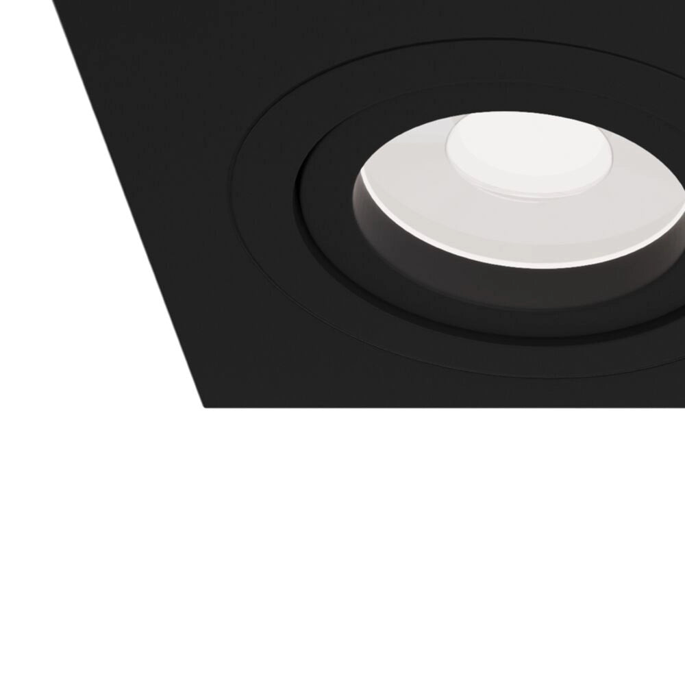 Doppio Faretto Da Incasso Moderno Atom Alluminio Nero 2 Luci Diffusore Tessile