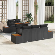 Set da Pranzo per Giardino con cuscino 6 pcs Nero e Marrone 3350025
