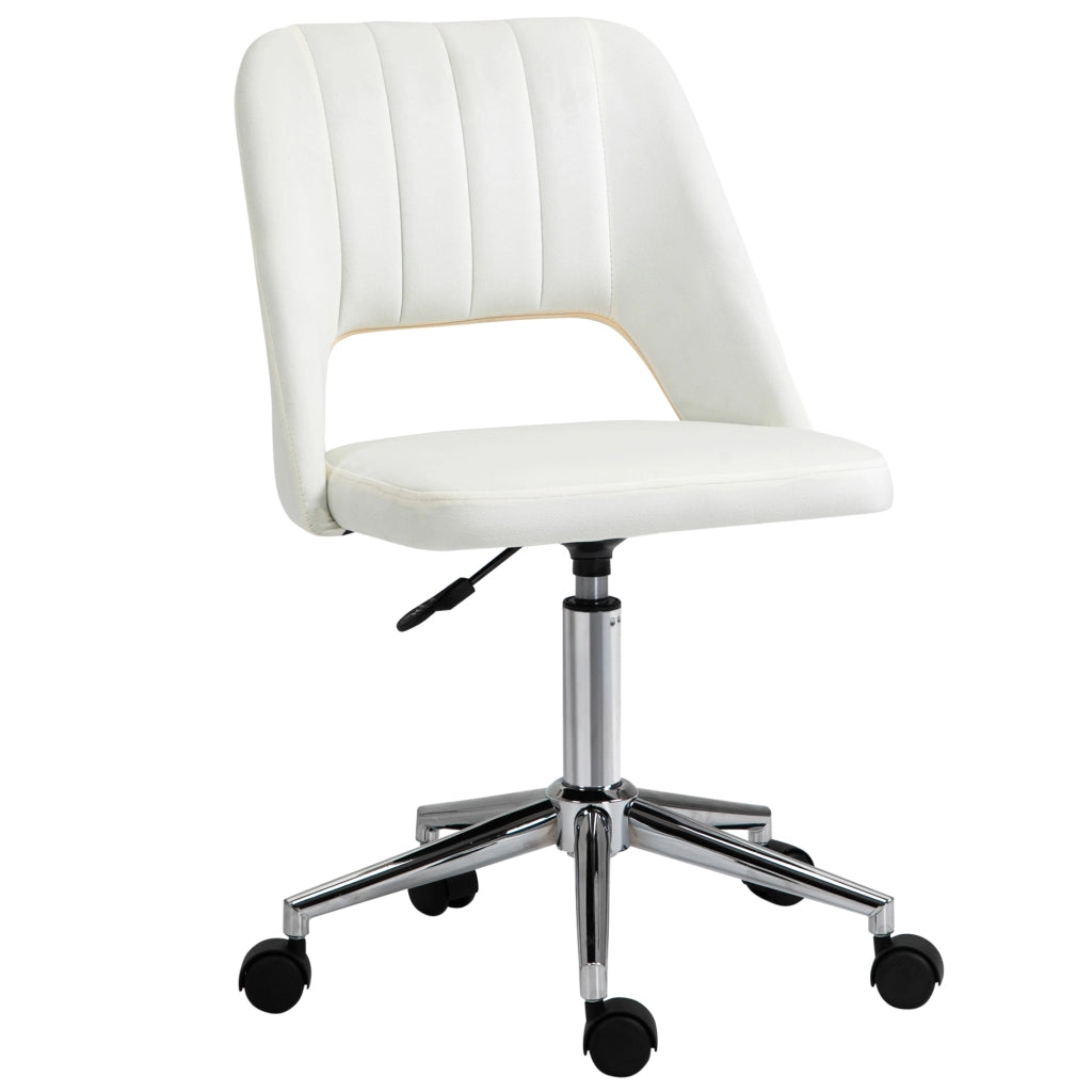 Sedia da ufficio girevole regolabile in altezza ergonomica con seduta imbottita e rotazione 360 gradi in poliestere beige