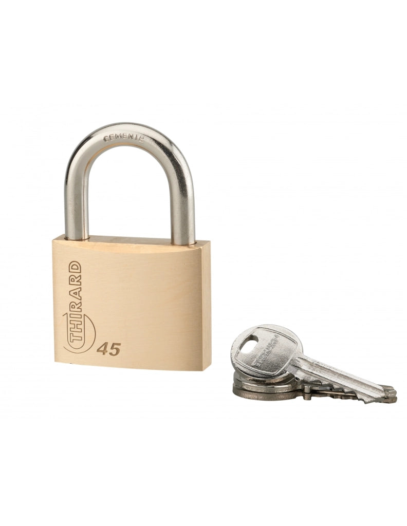 Lucchetto a chiave Tipo 1, ottone, interno, arco in acciaio, 40mm, 3 chiavi - THIRARD