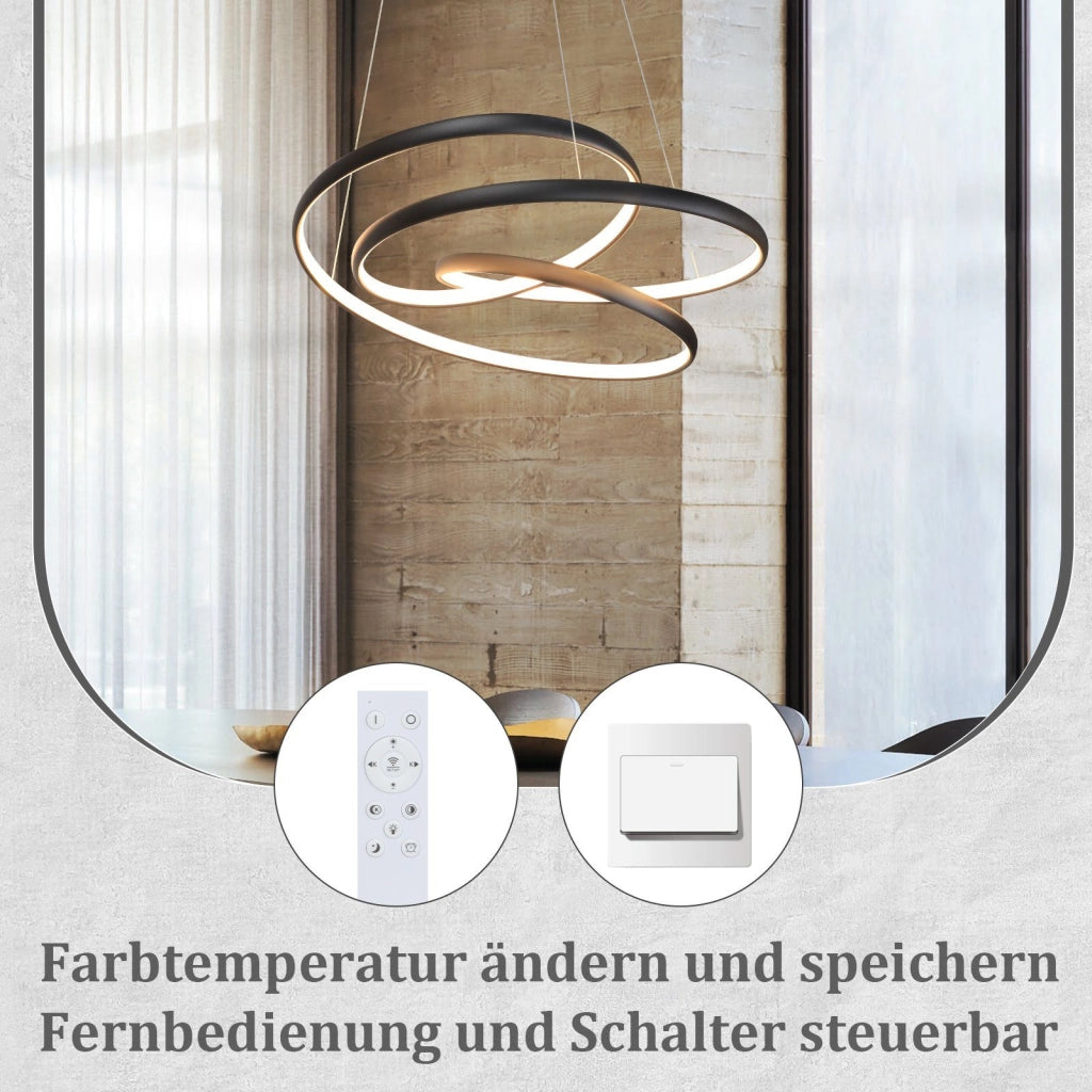 Lampada a sospensione ZMH LED dimmerabile nera 150 cm 55 W per tavolo da pranzo e soggiorno
