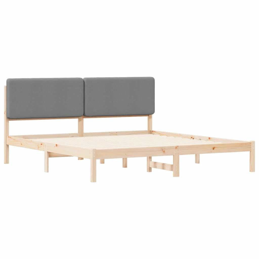 Letto con Testiera Rivestita Grigio chiaro 200 x 200 cm