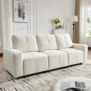 Divano modulare a 3 posti con funzione letto e schienale regolabile in ciniglia beige bianco 213 × 94 × 84 cm