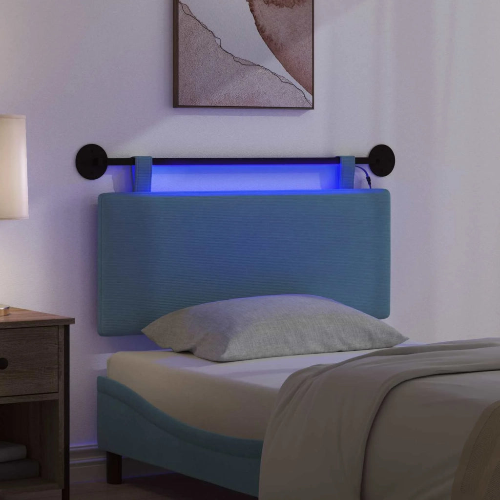Testiera | Testata sospesa Con luce LED Blu Tessuto in Cords