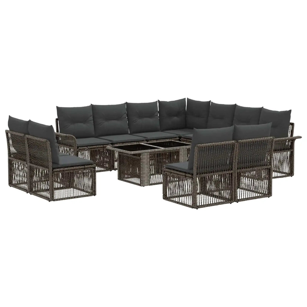 Set Divano da Giardino 12 pz Grigio e Grigio Scuro polyrattan 3436655