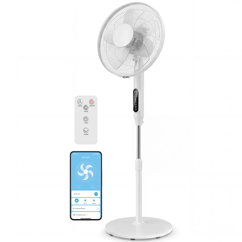 Ventilatore da Terra con Telecomando, Ventilatore Verticale, Bianco