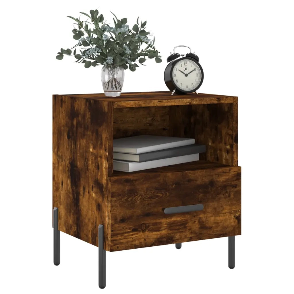 Comodini 2 pz Rovere Fumo 40x35x47,5 cm in Legno Multistrato 827463