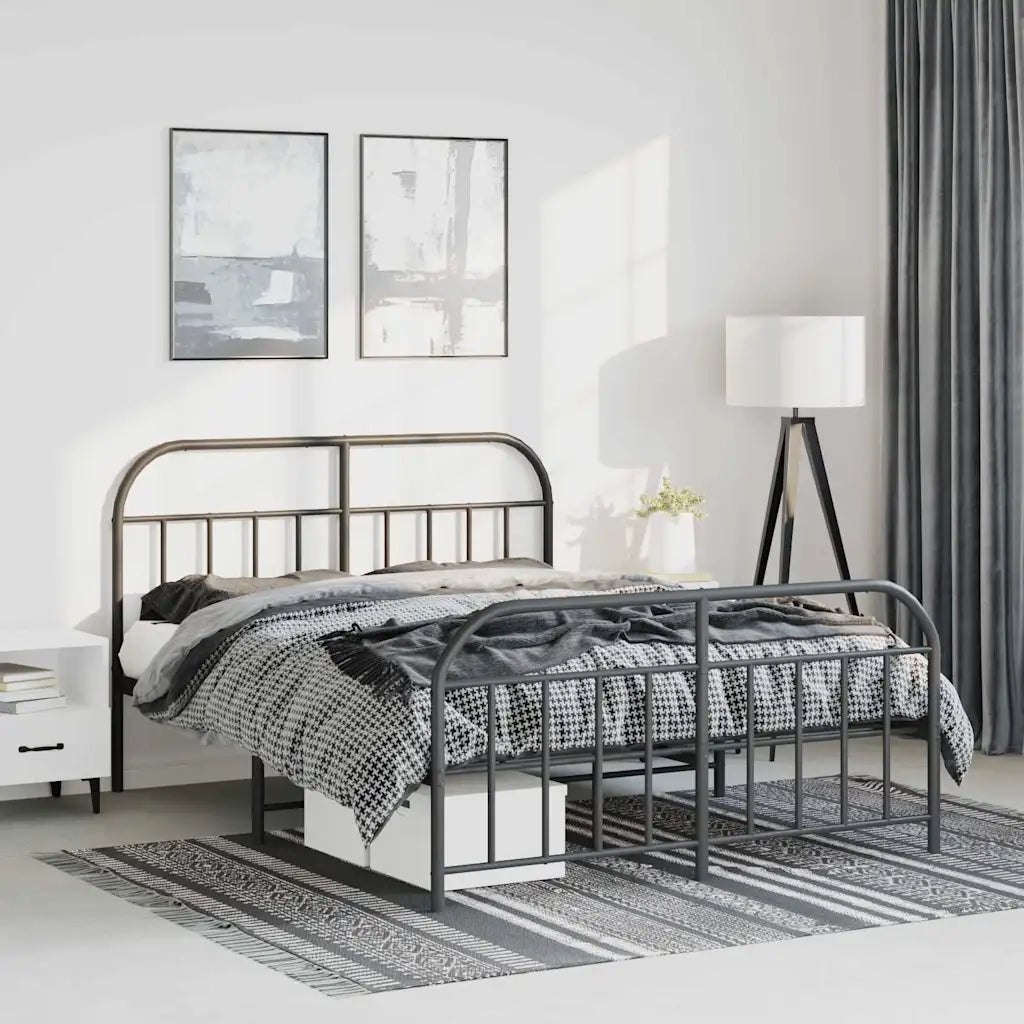 Giroletto con Testiera e Pediera Metallo Nero 135x190 cmcod mxl 129217