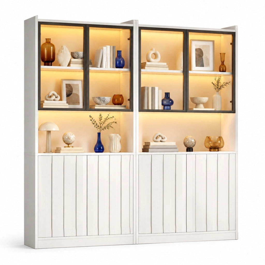 VETRINA LED Bluetooth 160x35x200 cm Bianca Set da 2 pezzi