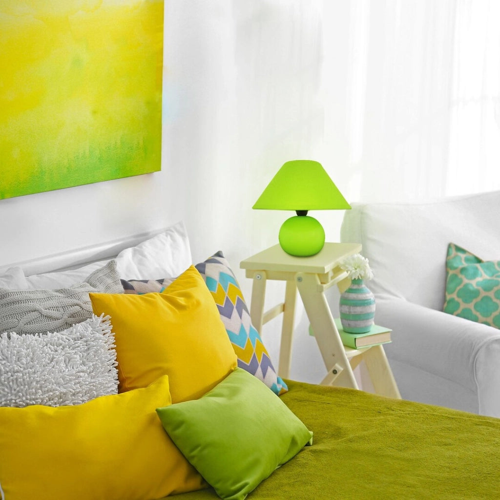 Lampada da comodino verde E14 Ariel 4907 in ceramica Rabalux