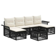 Set Divano da Giardino 7 pcs Nero polyrattan