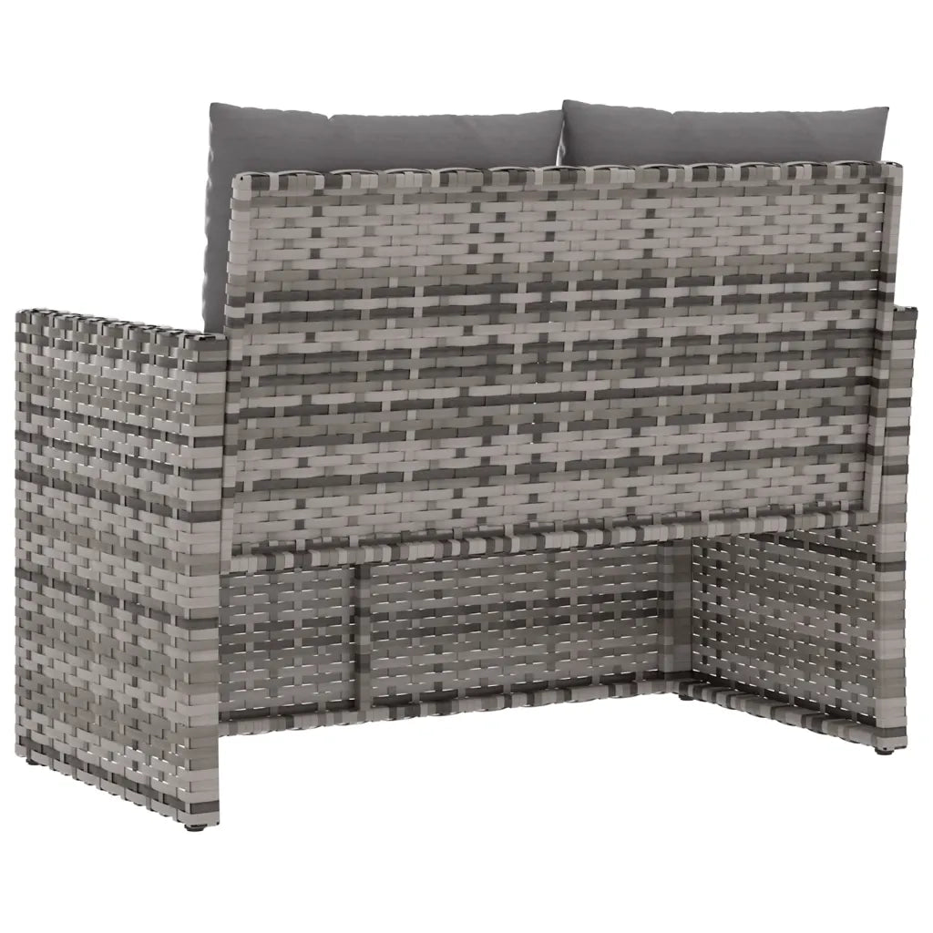 Panca da Giardino con Cuscini-Sgabello-Panca da esterno Grigia 105 cm in Polyrattan