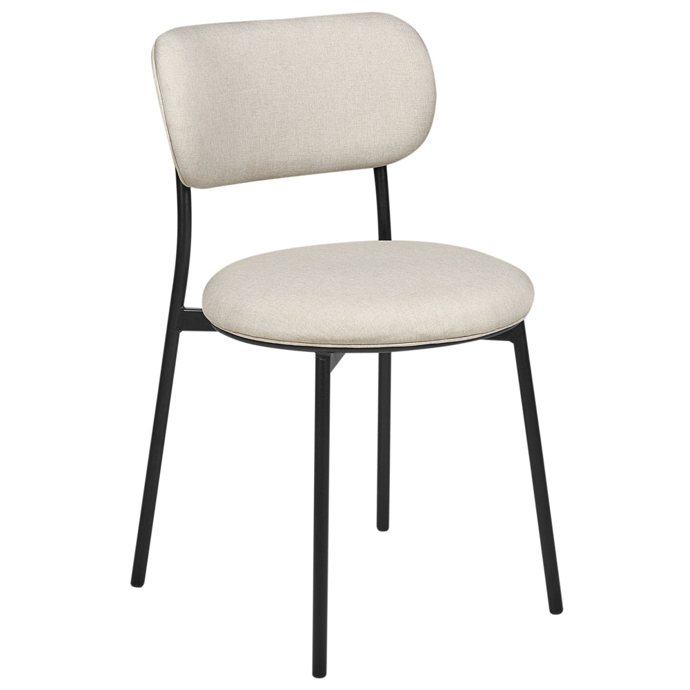 Set di 2 sedie da pranzo Beige Sedute in poliestere Gambe in metallo senza braccioli per la sala da pranzo Cucina