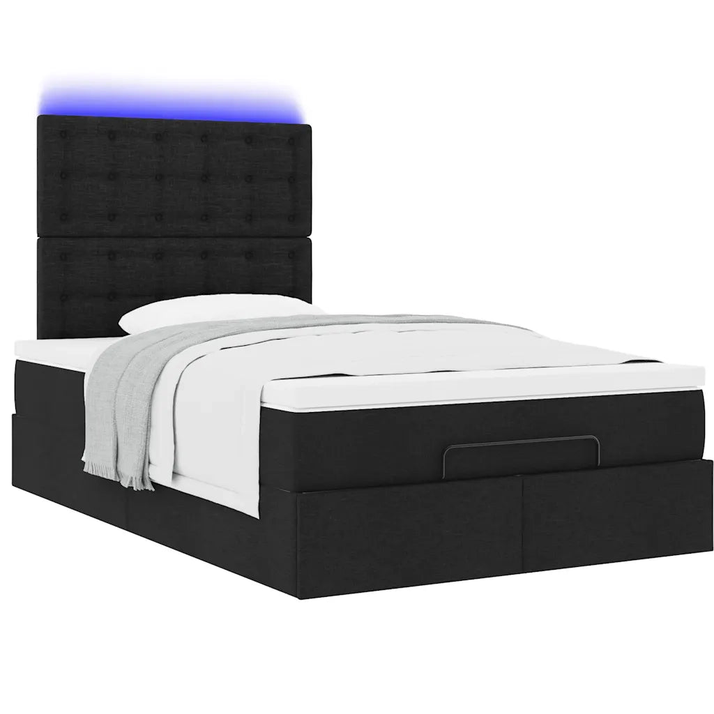 Struttura Letto Pouf con Materasso Nero 120x200 cm in Tessuto 3314164