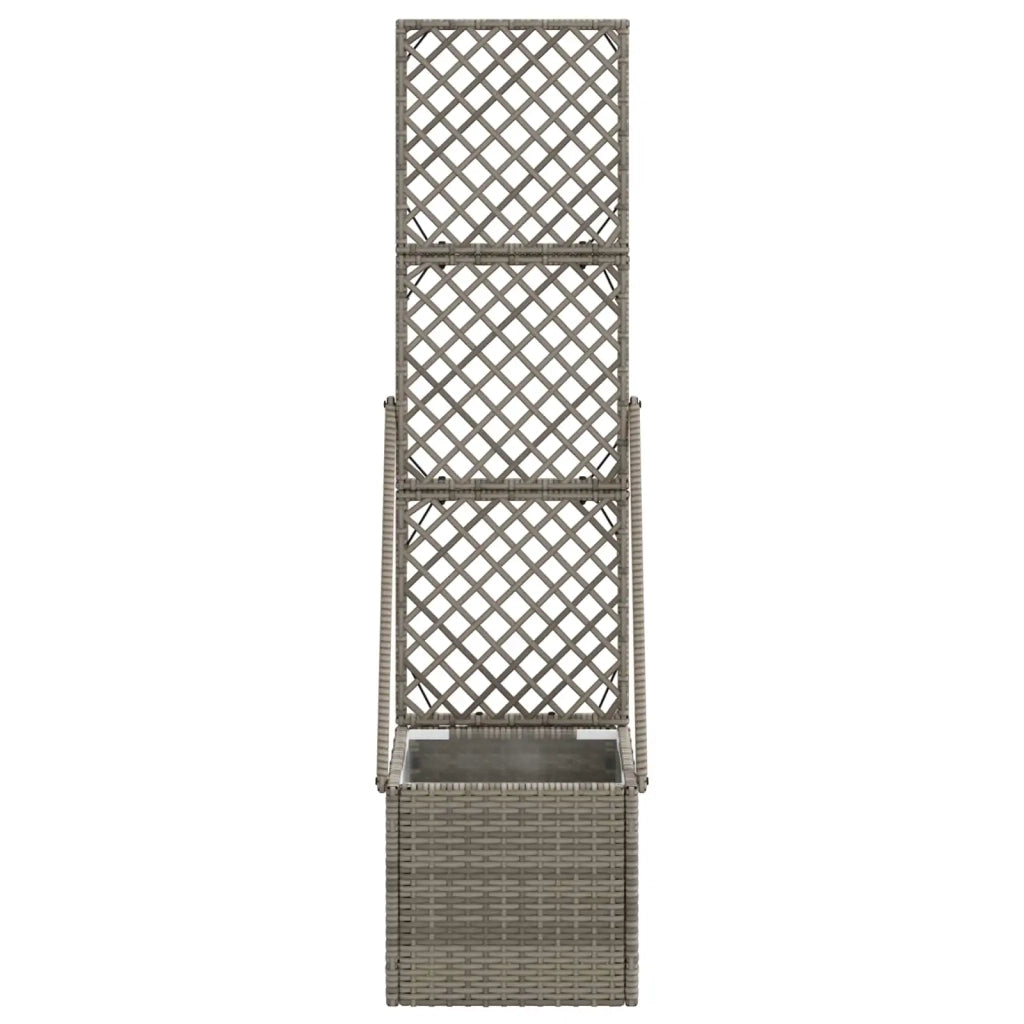 Fioriere | Cassetta per fiori | Vaso da Giardino con Trellis Grigio 35 x 30 x 135 cm polyrattan