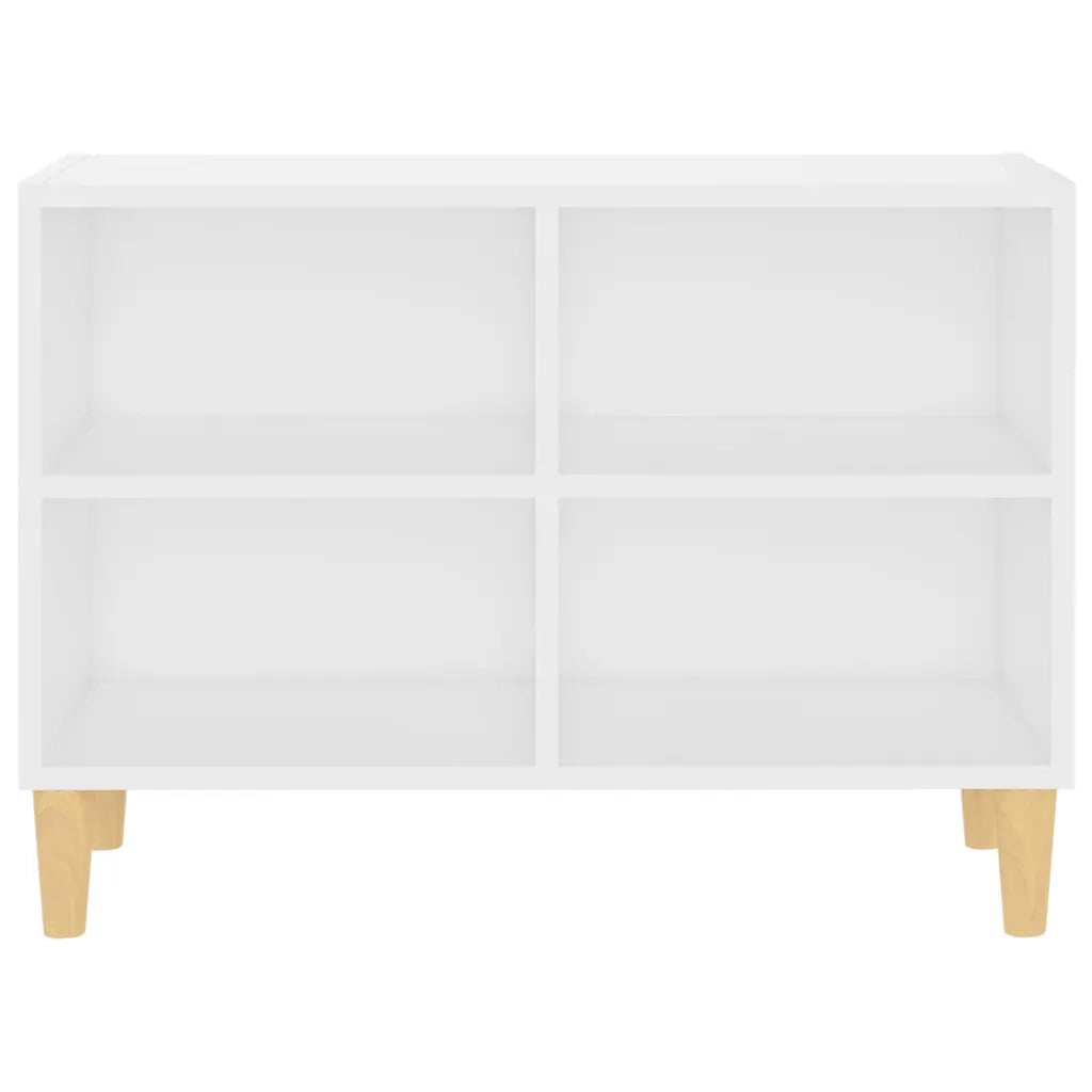 Mobile TV con Gambe in Legno Massello Bianco 69,5x30x50 cm 805923