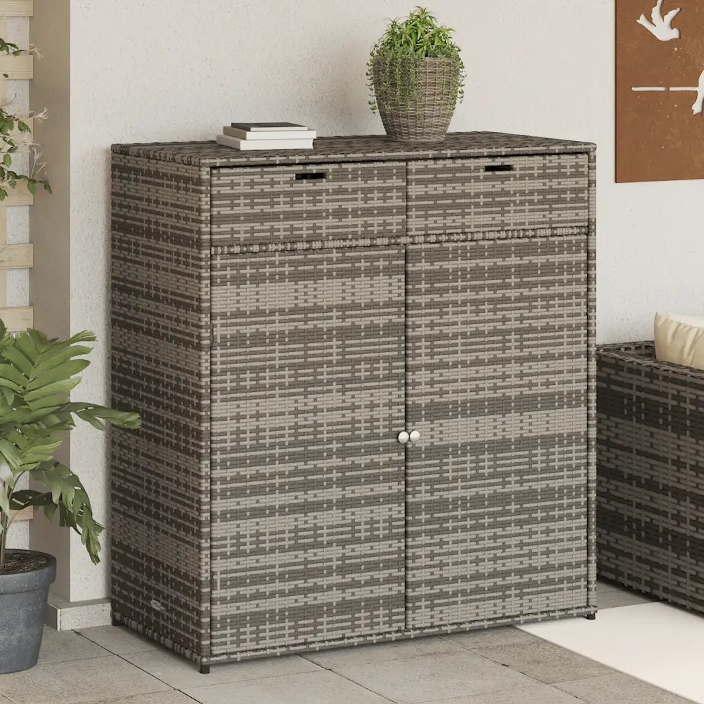 Armadietto Portaoggetti Giardino Grigio 105x55x113cm Polyrattan 365565