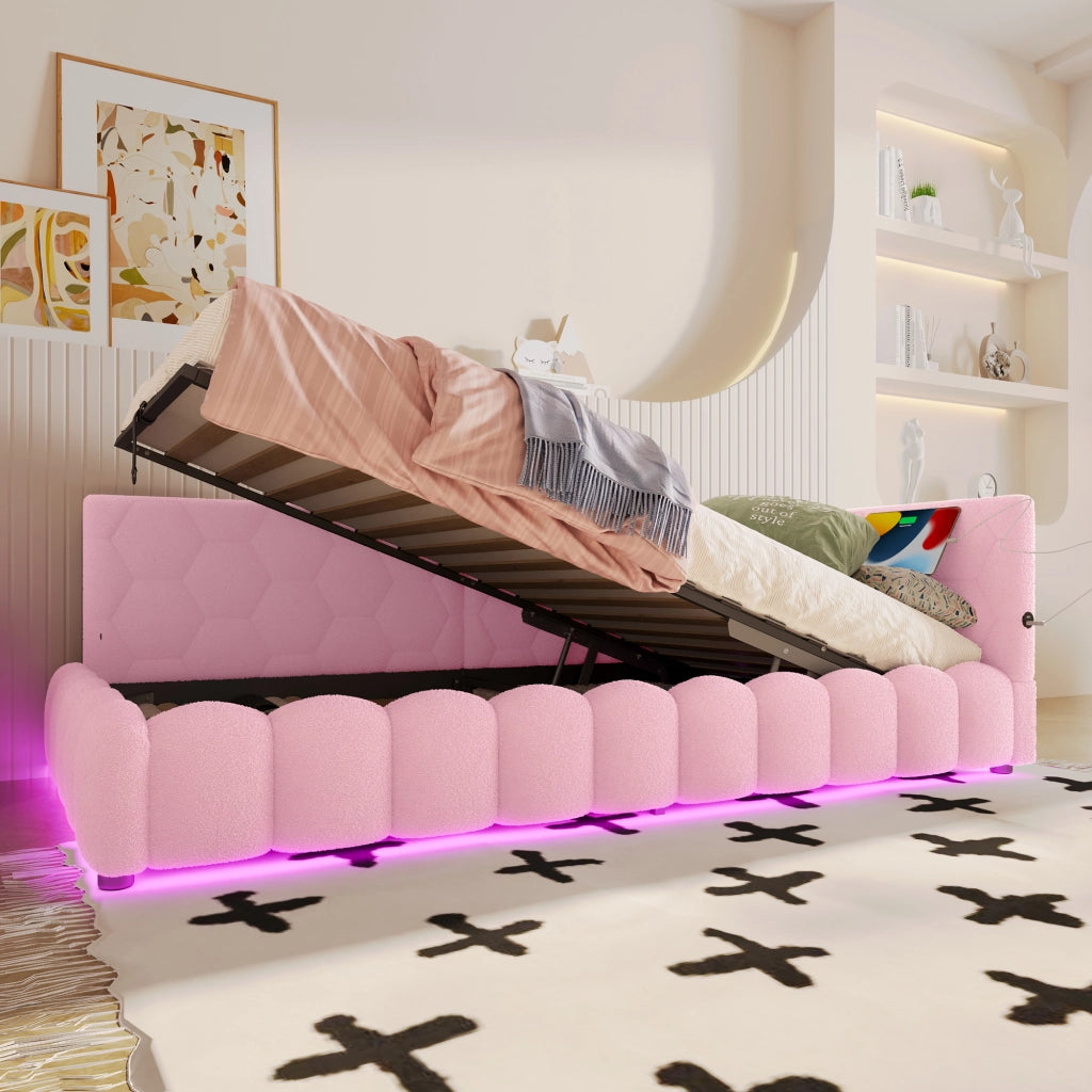 Daybett con funzione divano letto in velluto rosa 90x200 cm