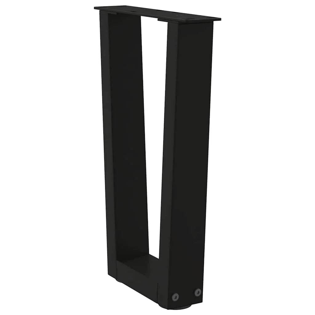 Set di 2 gambe per tavolino da caffè a forma di V 38 x 43 cm con piedini regolabili stile moderno acciaio nero 02_0056912