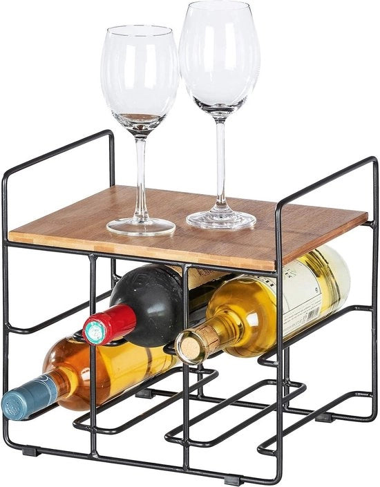 Supporto bottiglie vino con ripiano in Bambù 30 x 27.5 x 24 cm Marrone