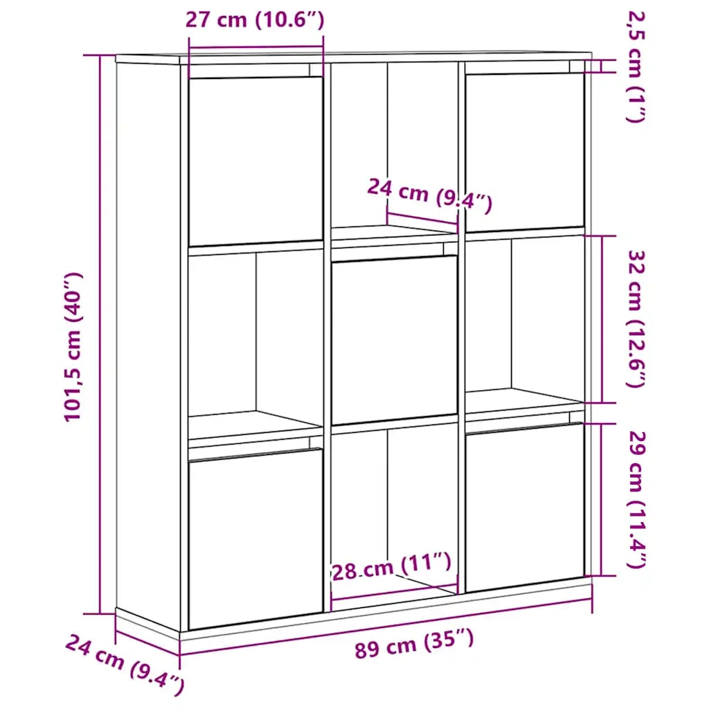 Libreria Rovere Nero 89x24x101,5 cm in Legno Multistrato 860401