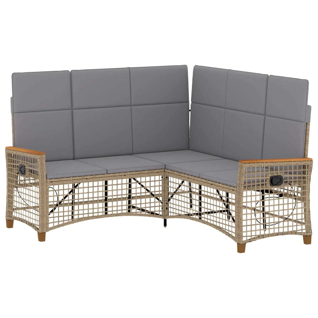 Set di Divani Recliner da Giardino Beige e Grigio Chiaro