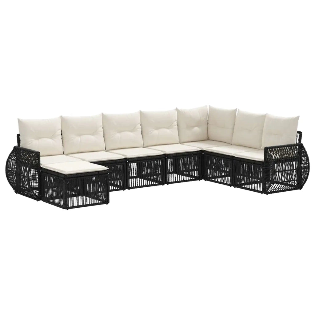 Set Divano da Giardino 8 pcs Nero e Bianco Crema polyrattan 3435508