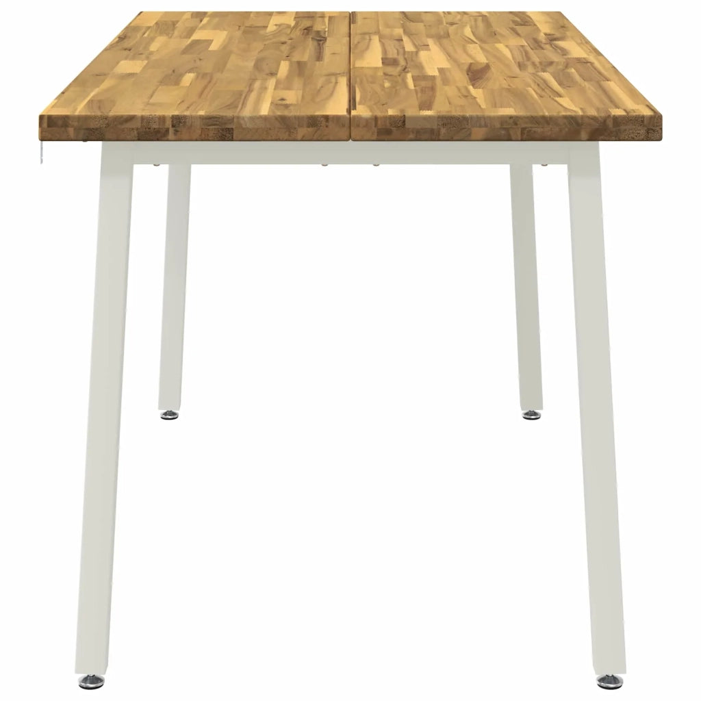 140 x 70 x 75 cm Legno di Acacia Massello Naturale e Bianco 937604