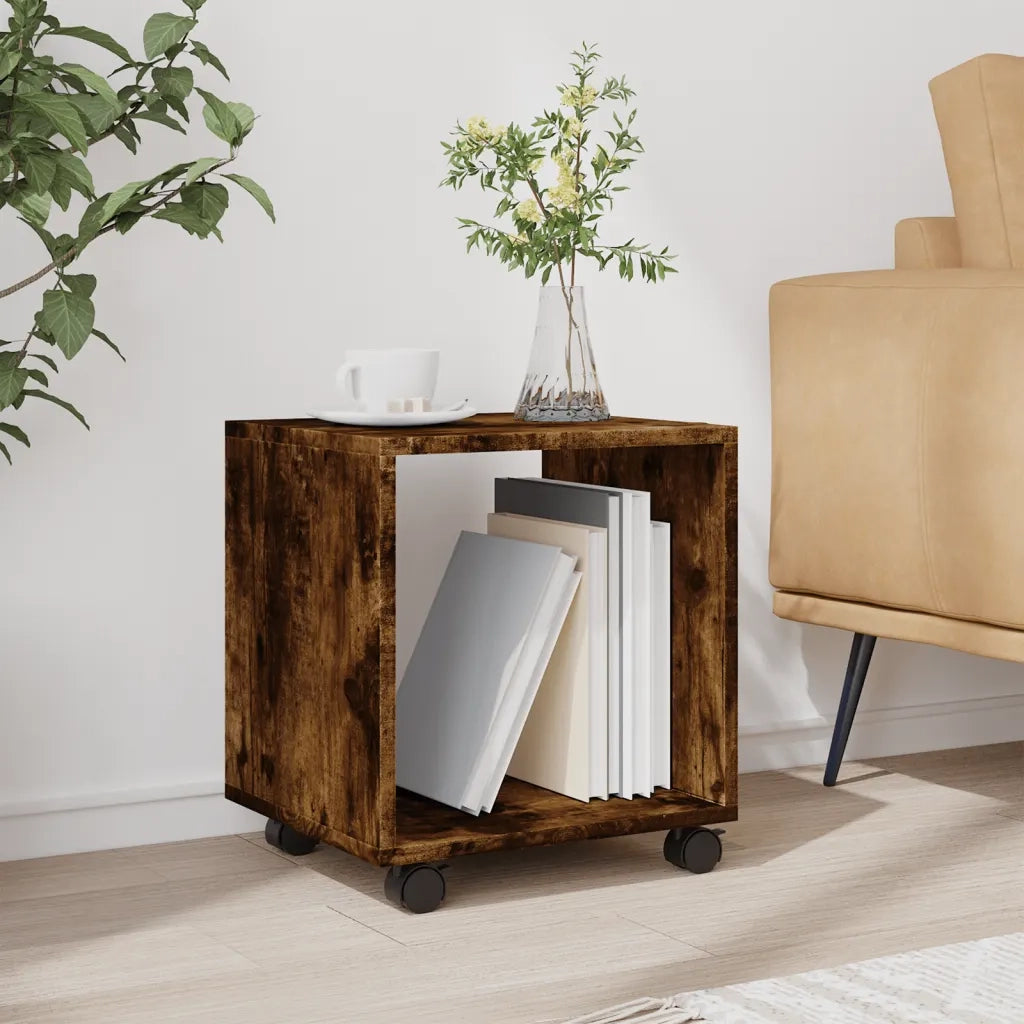 Mobiletto con Ruote Rovere Fumo 37x33x42,5 cm in Truciolato 853132