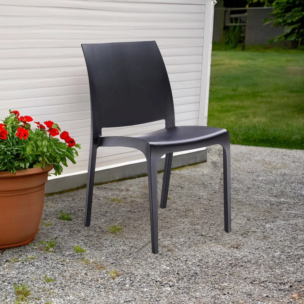 Sedia da esterno Camo, Seggiola da giardino, Seduta outdoor multiuso, Panchina da giardino, Made in Italy, 54x46 h80 cm, Antracite