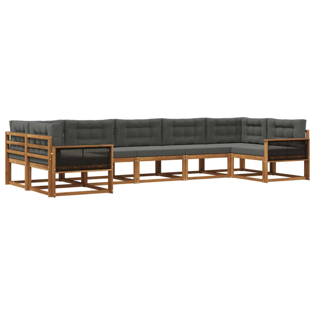 Set di divani da esterno con cuscino 7 pcs Naturale e Antracite