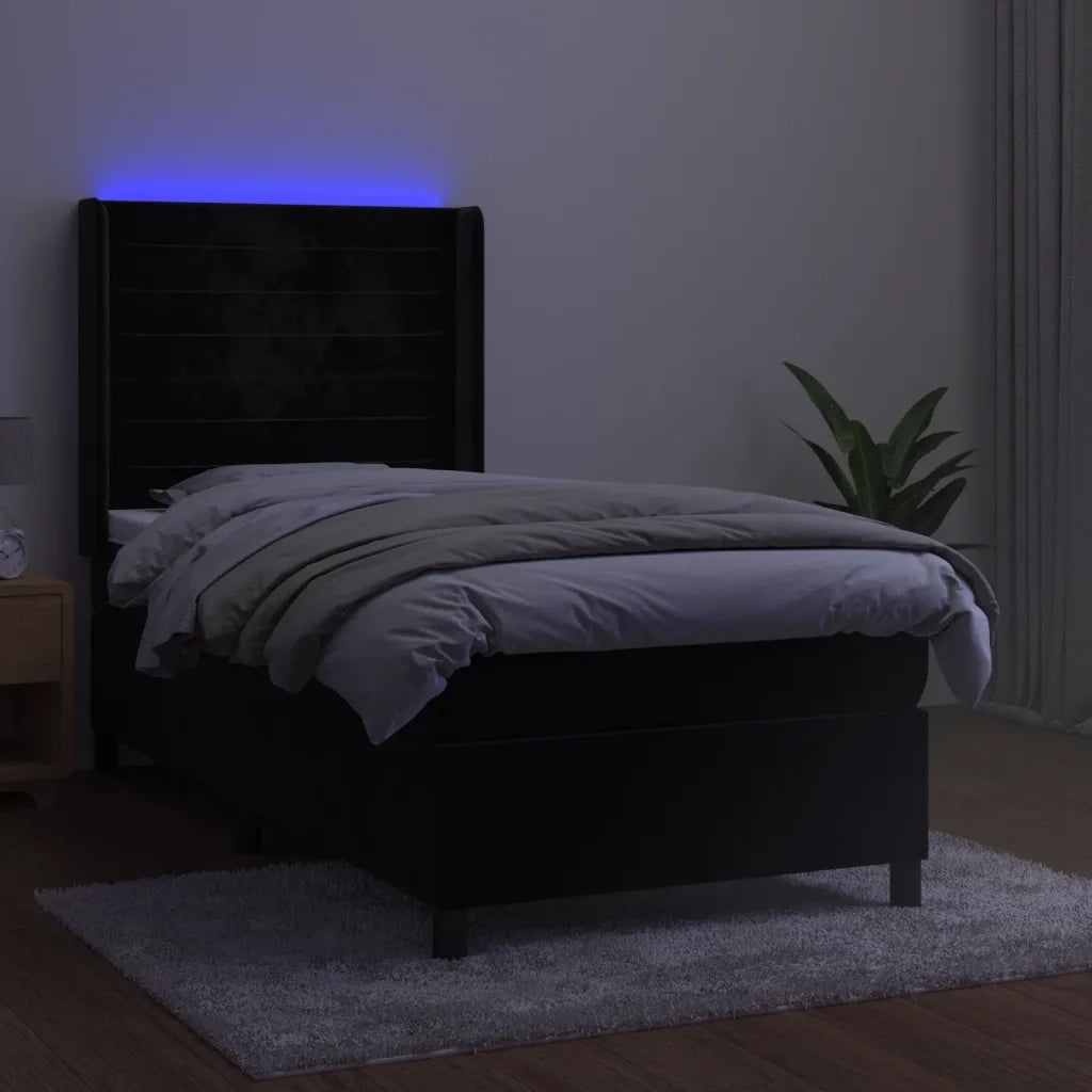 Letto a Molle con Materasso e LED-Struttura Letto con Materasso Nero 80x200 cm in Velluto 464913