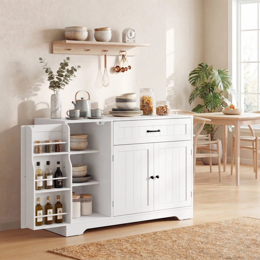 Cassettiera moderna per cucina con cassetti e scaffali regolabili ¨C zephmum ¨C bianco