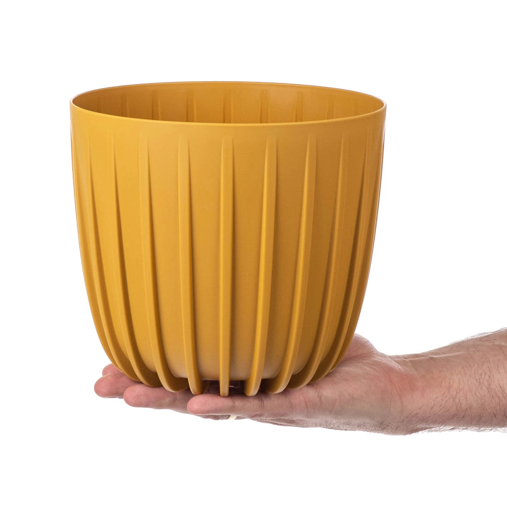 KADAX Vaso da fiori, coprivaso rotondo in plastica, 20 cm, colore giallo