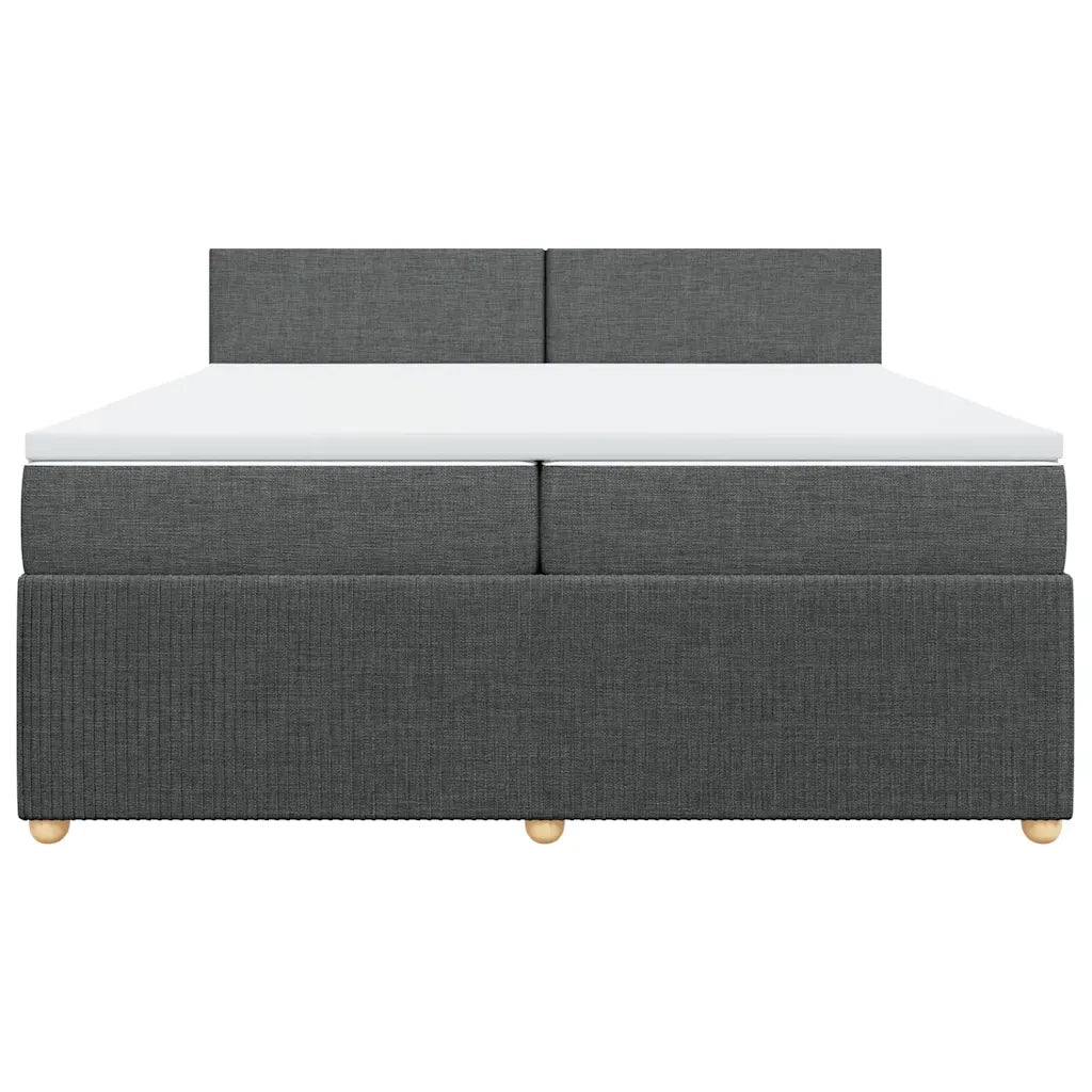 Giroletto a Molle con Materasso Grigio Scuro 200x200 cm Tessuto