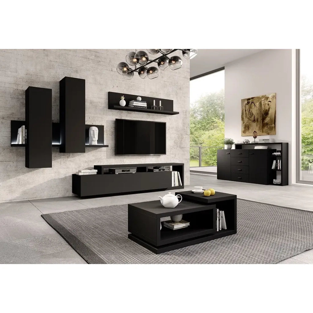 Scaffale da muro BERGAMO – 150 cm colore nero super opaco
