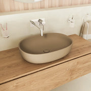 Lavabo da appoggio ovale 60x43x14,5cm tortora